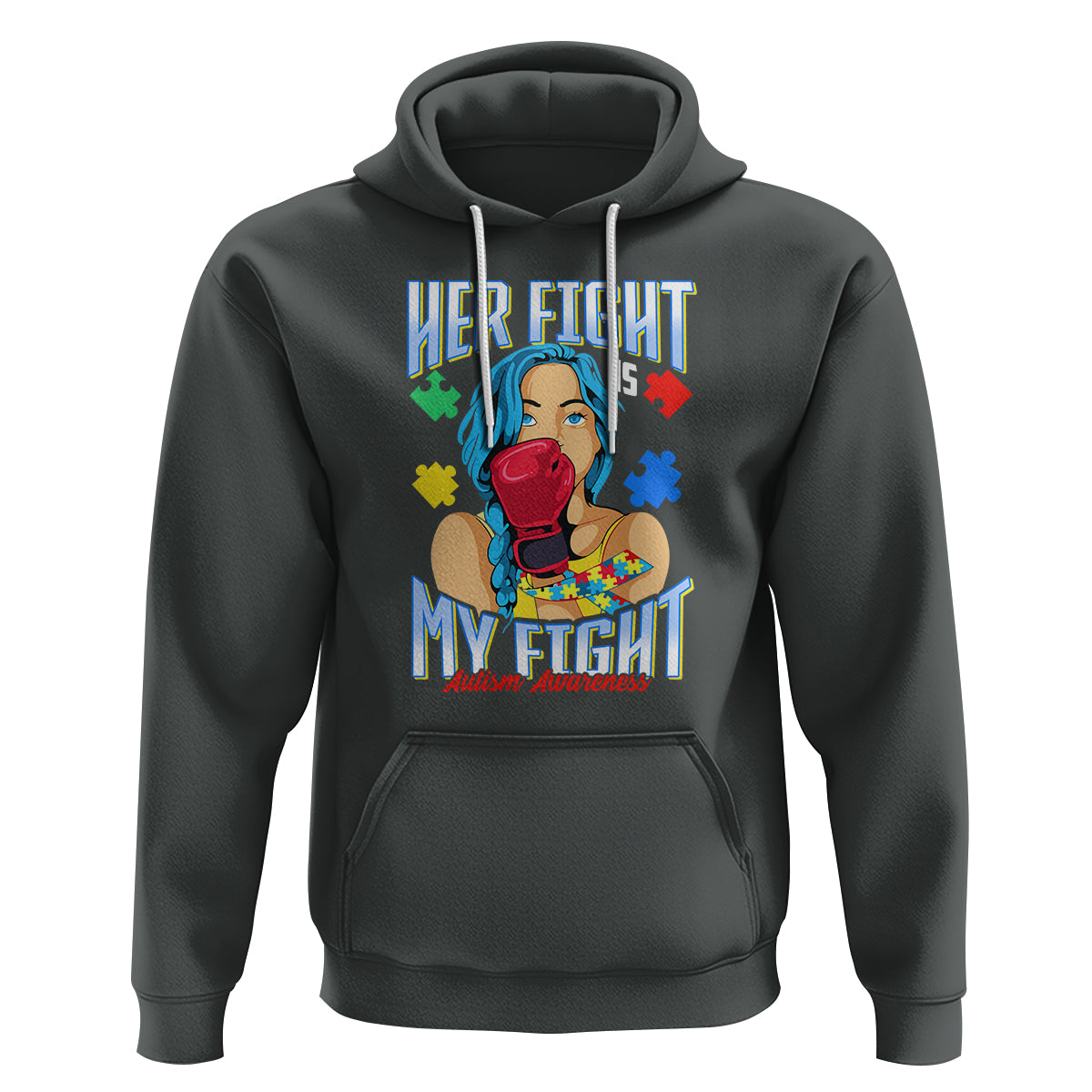 Autism Support Hoodie Her Fight is My Fight Autistic Warriors - Wonder Print Shop