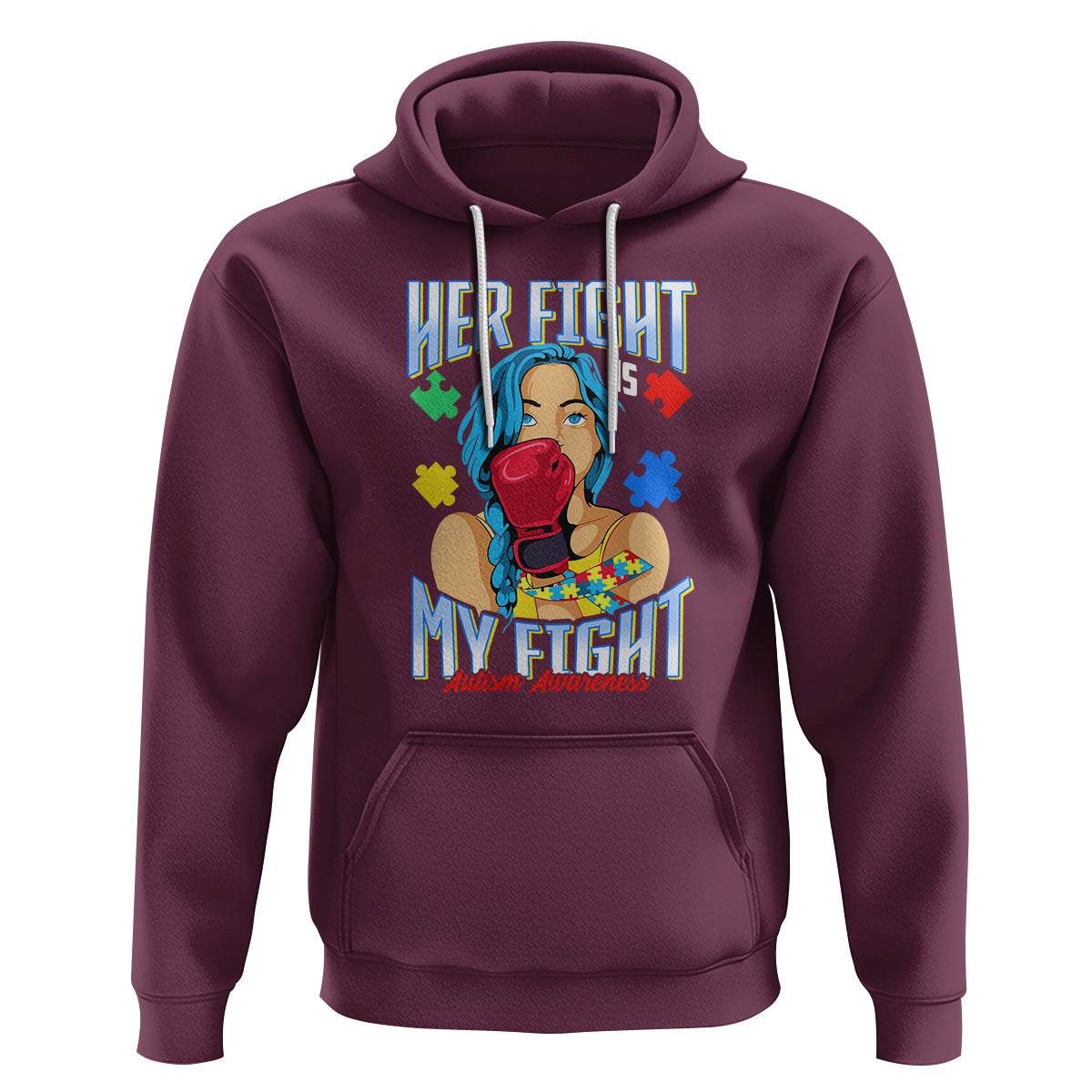 Autism Support Hoodie Her Fight is My Fight Autistic Warriors - Wonder Print Shop