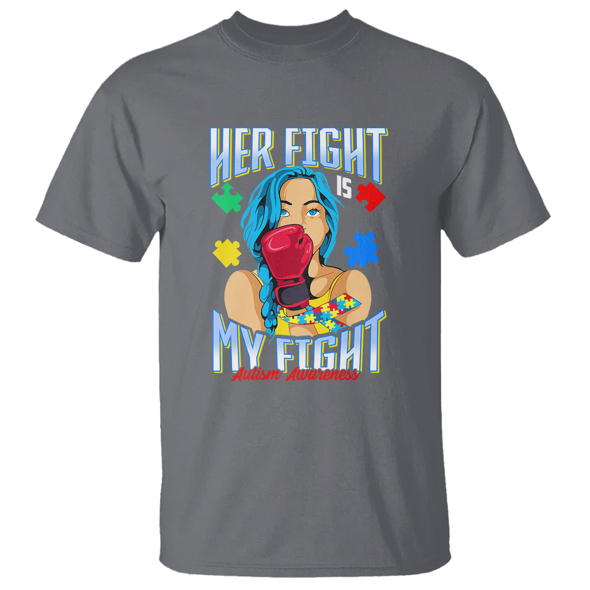 Autism Support T Shirt Her Fight is My Fight Autistic Warriors - Wonder Print Shop