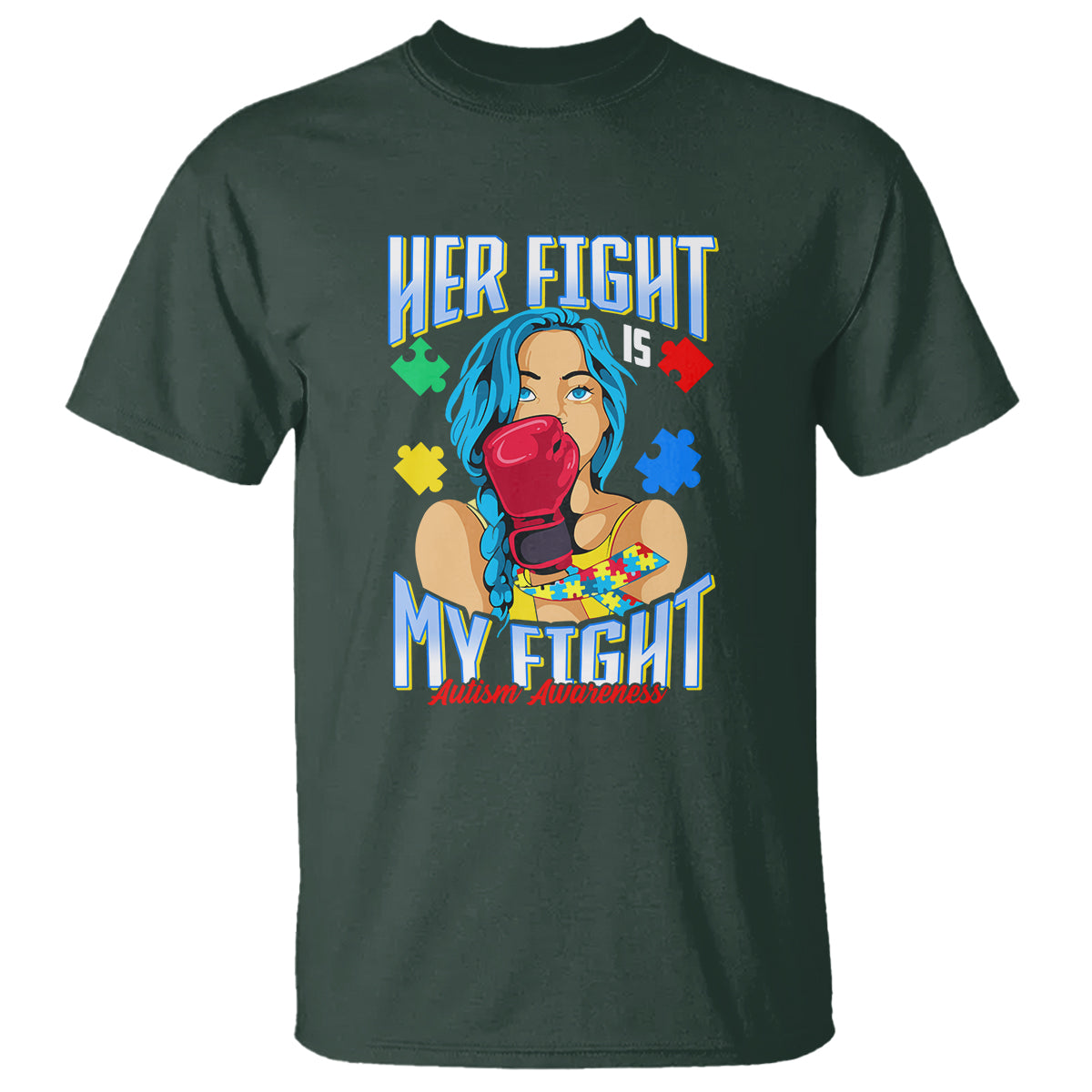 Autism Support T Shirt Her Fight is My Fight Autistic Warriors - Wonder Print Shop