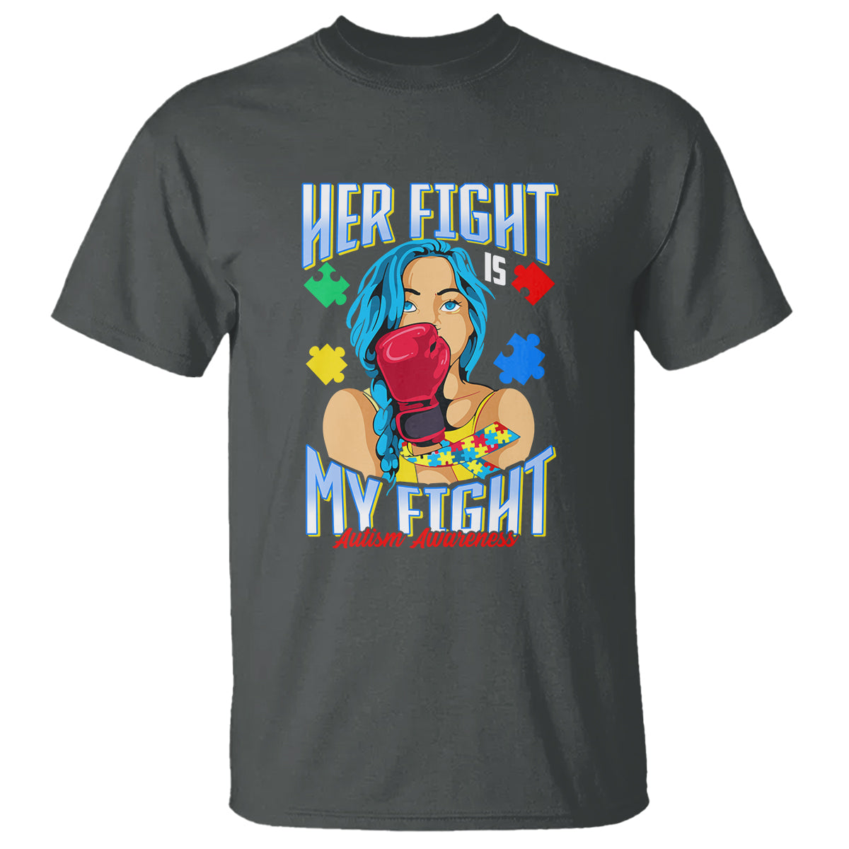 Autism Support T Shirt Her Fight is My Fight Autistic Warriors - Wonder Print Shop