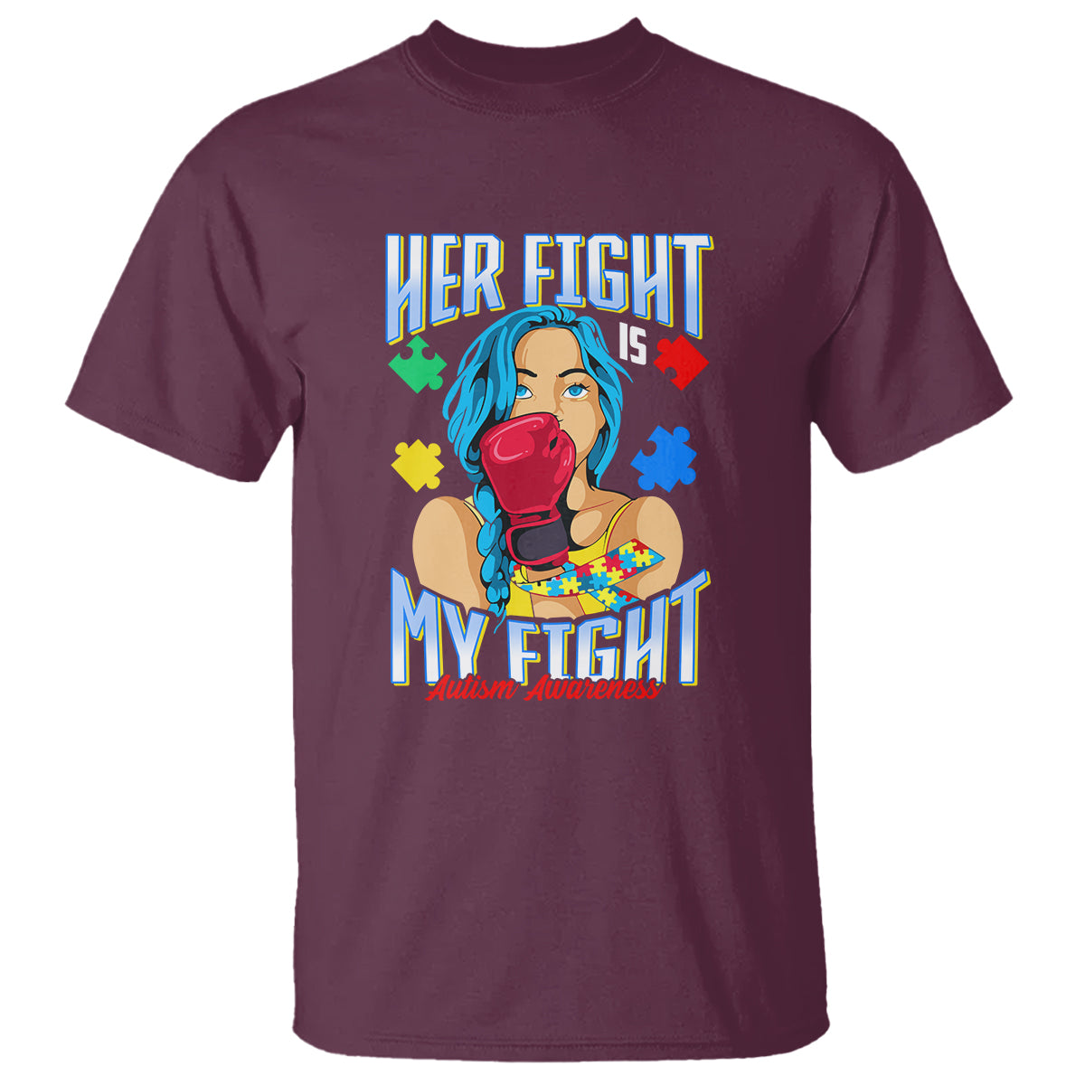 Autism Support T Shirt Her Fight is My Fight Autistic Warriors - Wonder Print Shop