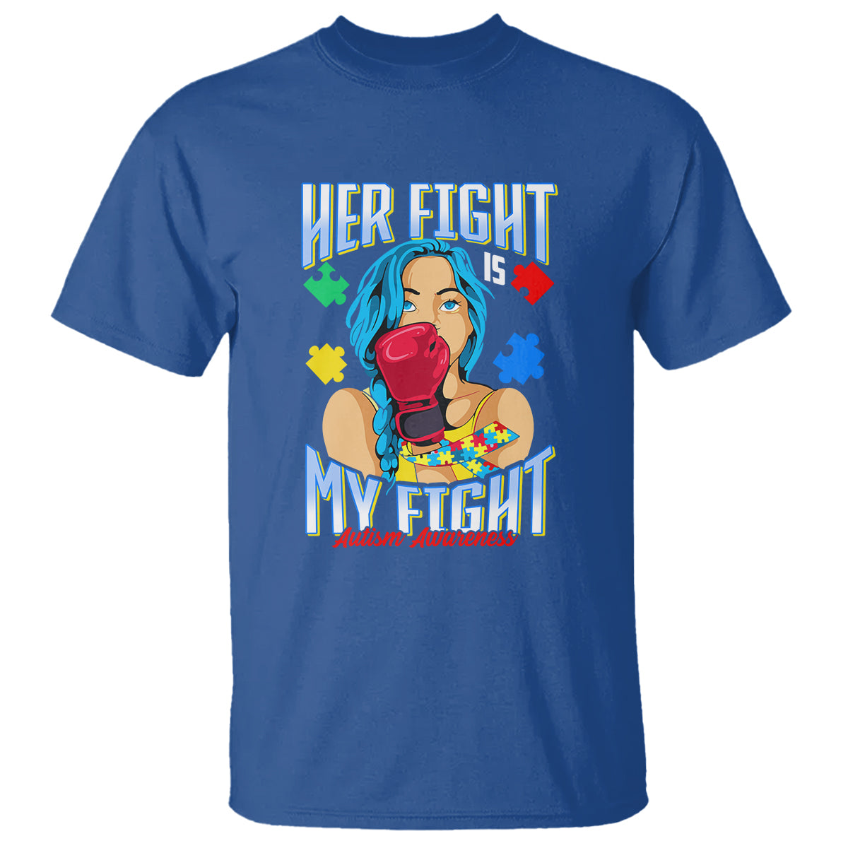 Autism Support T Shirt Her Fight is My Fight Autistic Warriors - Wonder Print Shop