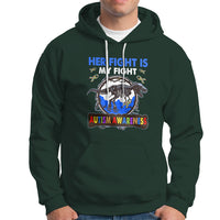 Dinosaur Skeleton Autism Hoodie Her Fight is My Fight Love Support Fighters - Wonder Print Shop