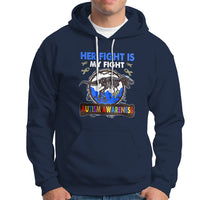 Dinosaur Skeleton Autism Hoodie Her Fight is My Fight Love Support Fighters - Wonder Print Shop