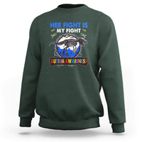 Dinosaur Skeleton Autism Sweatshirt Her Fight is My Fight Love Support Fighters - Wonder Print Shop