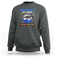 Dinosaur Skeleton Autism Sweatshirt Her Fight is My Fight Love Support Fighters - Wonder Print Shop