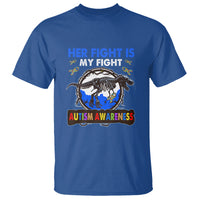Dinosaur Skeleton Autism T Shirt Her Fight is My Fight Love Support Fighters - Wonder Print Shop