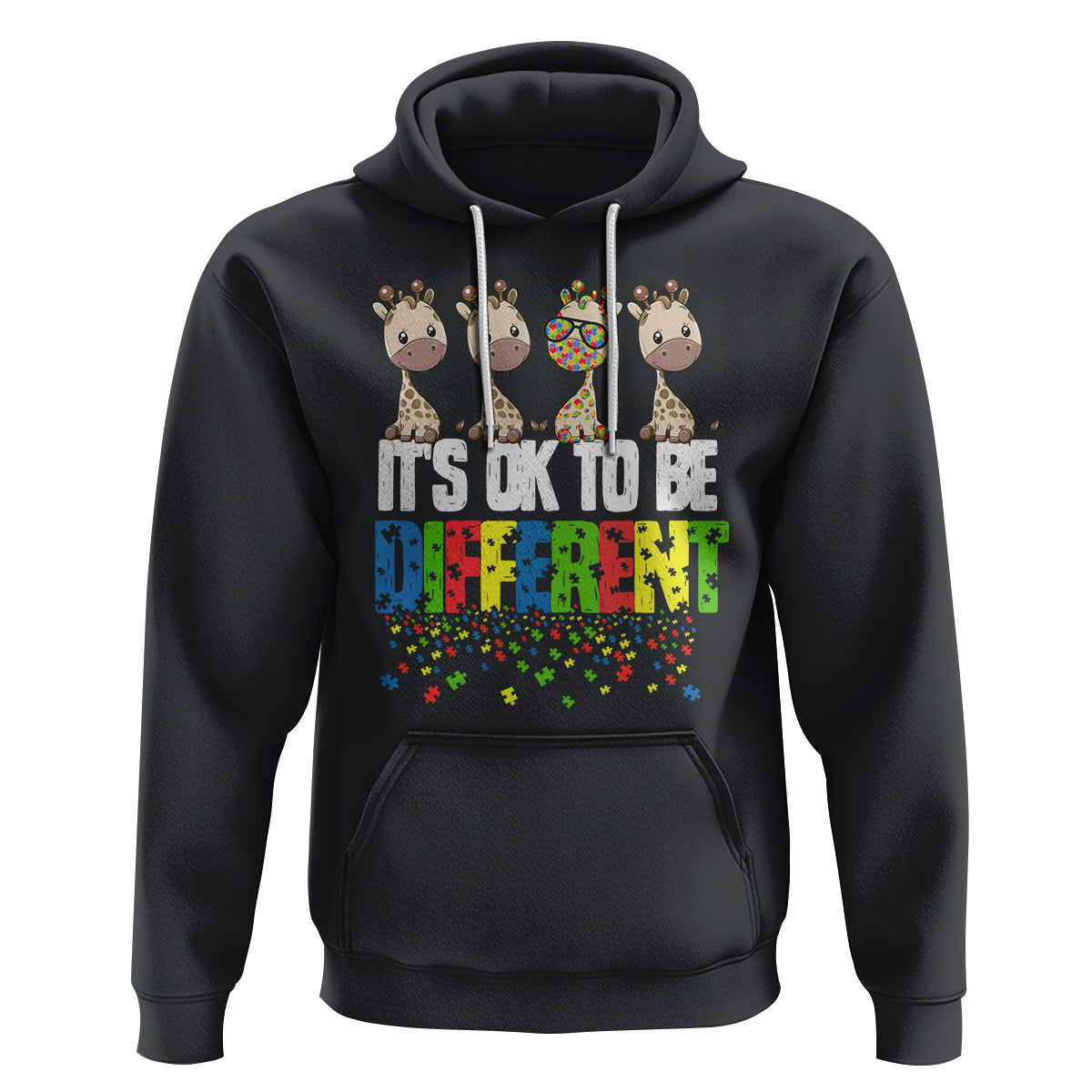 Giraffe Autism Hoodie It's Ok To Be Different Jigsaw Puzzle - Wonder Print Shop