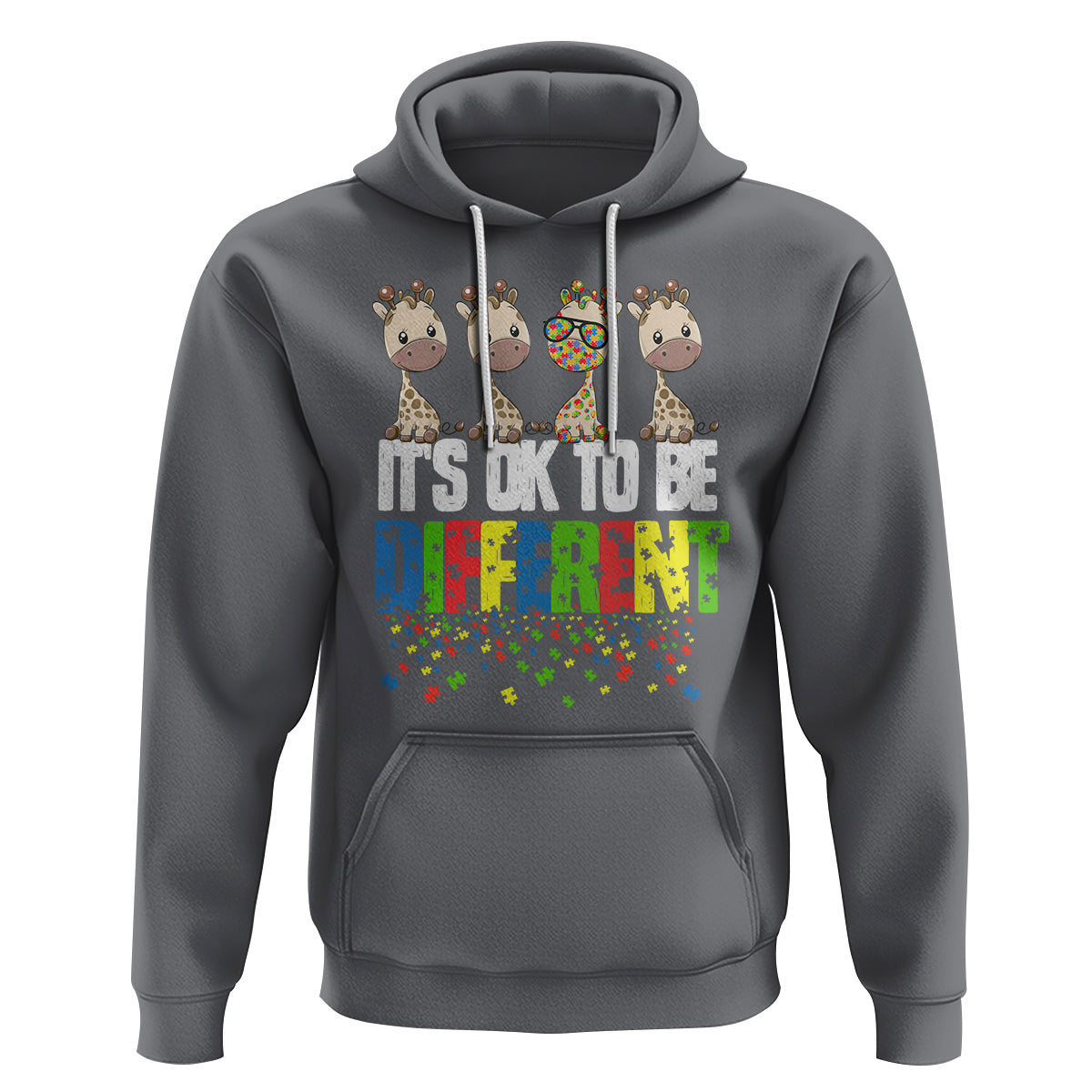 Giraffe Autism Hoodie It's Ok To Be Different Jigsaw Puzzle - Wonder Print Shop