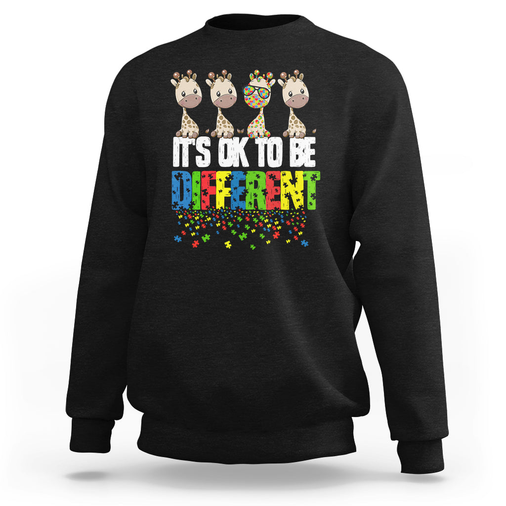 Giraffe Autism Sweatshirt It's Ok To Be Different Jigsaw Puzzle - Wonder Print Shop