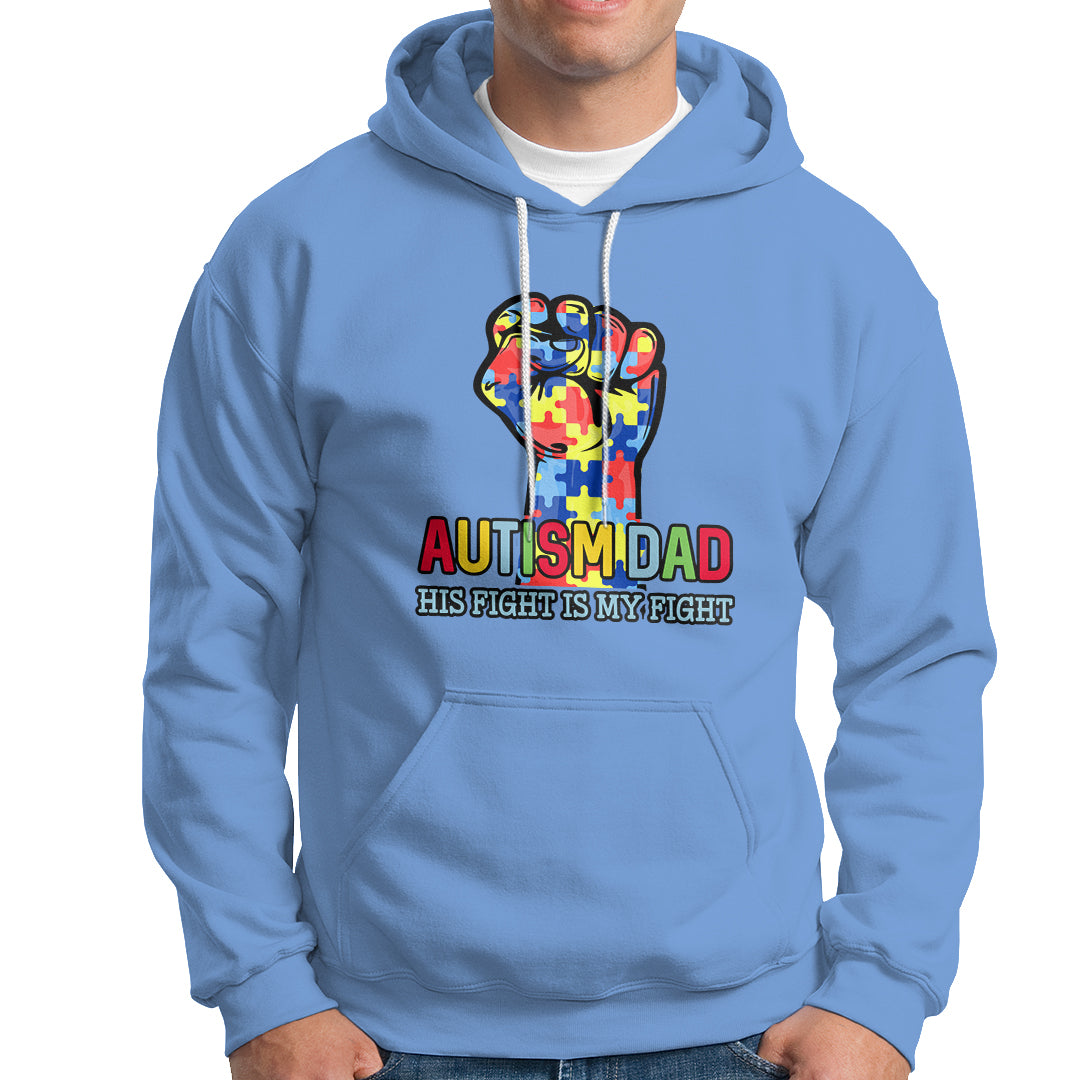 Autism Dad Hoodie His Fight is My Fight Jigsaw Puzzle Raised Fist - Wonder Print Shop
