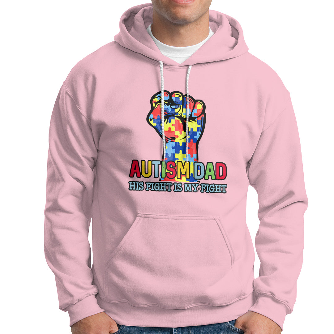 Autism Dad Hoodie His Fight is My Fight Jigsaw Puzzle Raised Fist - Wonder Print Shop