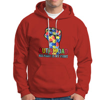Autism Dad Hoodie His Fight is My Fight Jigsaw Puzzle Raised Fist - Wonder Print Shop