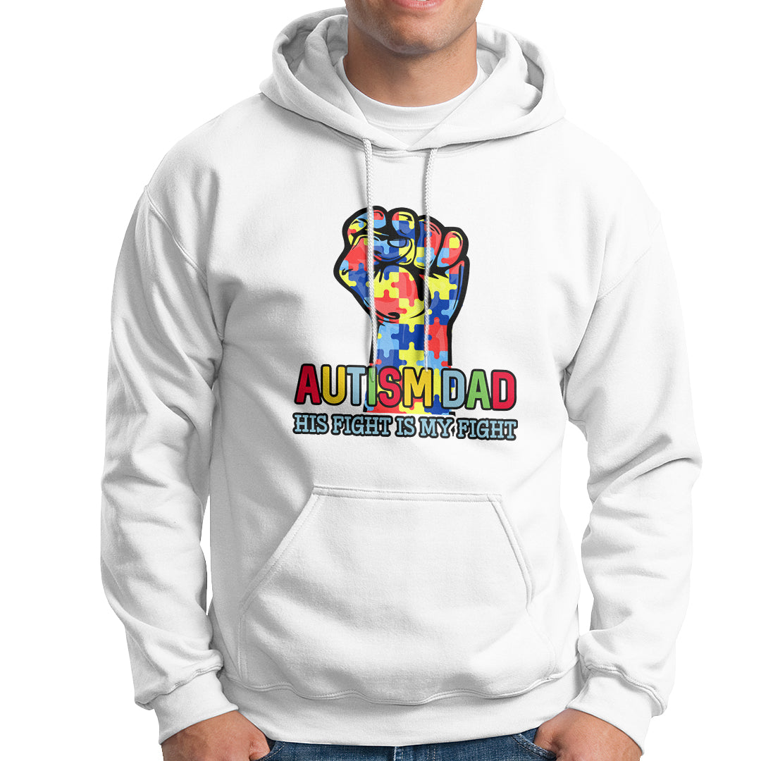 Autism Dad Hoodie His Fight is My Fight Jigsaw Puzzle Raised Fist - Wonder Print Shop