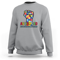 Autism Dad Sweatshirt His Fight is My Fight Jigsaw Puzzle Raised Fist - Wonder Print Shop
