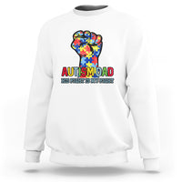 Autism Dad Sweatshirt His Fight is My Fight Jigsaw Puzzle Raised Fist - Wonder Print Shop