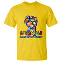Autism Dad T Shirt His Fight is My Fight Jigsaw Puzzle Raised Fist - Wonder Print Shop