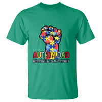 Autism Dad T Shirt His Fight is My Fight Jigsaw Puzzle Raised Fist - Wonder Print Shop