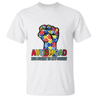 Autism Dad T Shirt His Fight is My Fight Jigsaw Puzzle Raised Fist - Wonder Print Shop