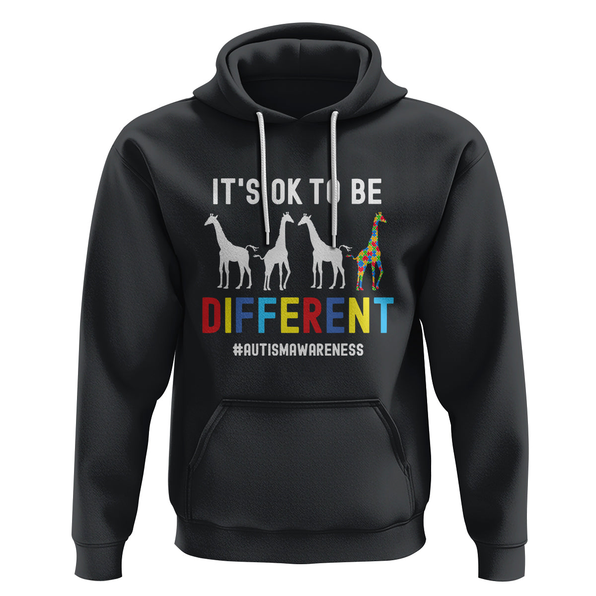 Giraffe Autism Hoodie It's Ok To Be Different Jigsaw Puzzle - Wonder Print Shop