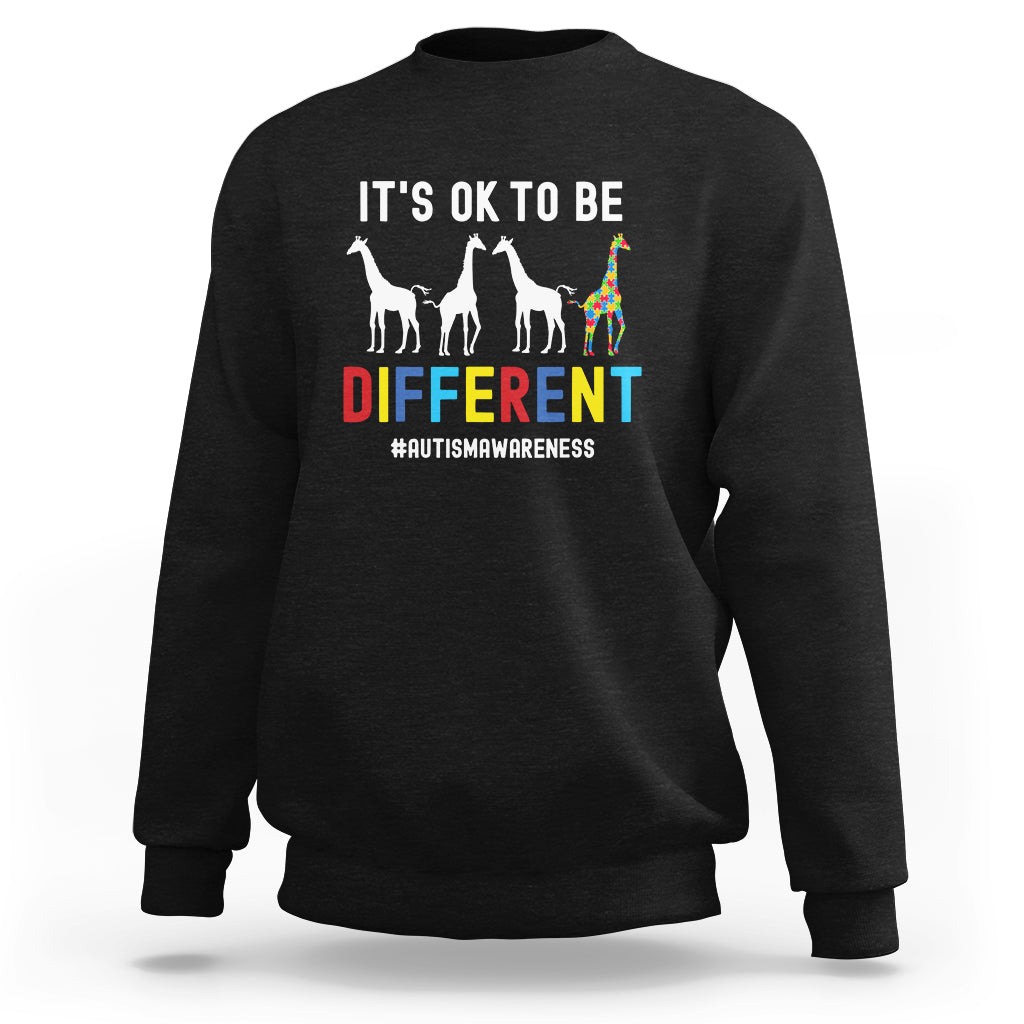 Giraffe Autism Sweatshirt It's Ok To Be Different Jigsaw Puzzle - Wonder Print Shop