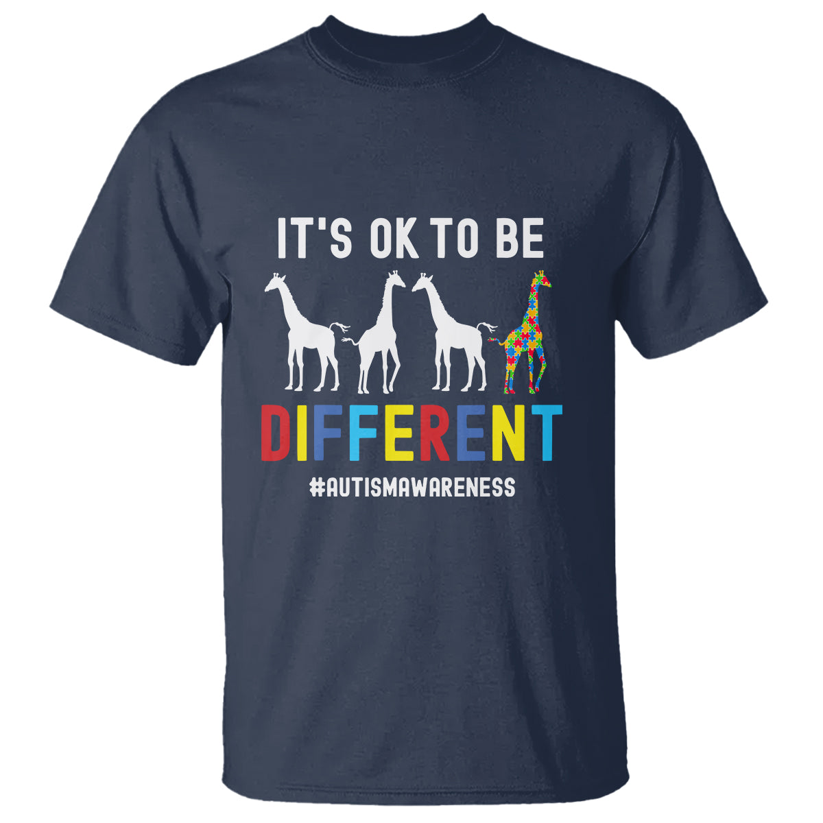 Giraffe Autism T Shirt It's Ok To Be Different Jigsaw Puzzle - Wonder Print Shop