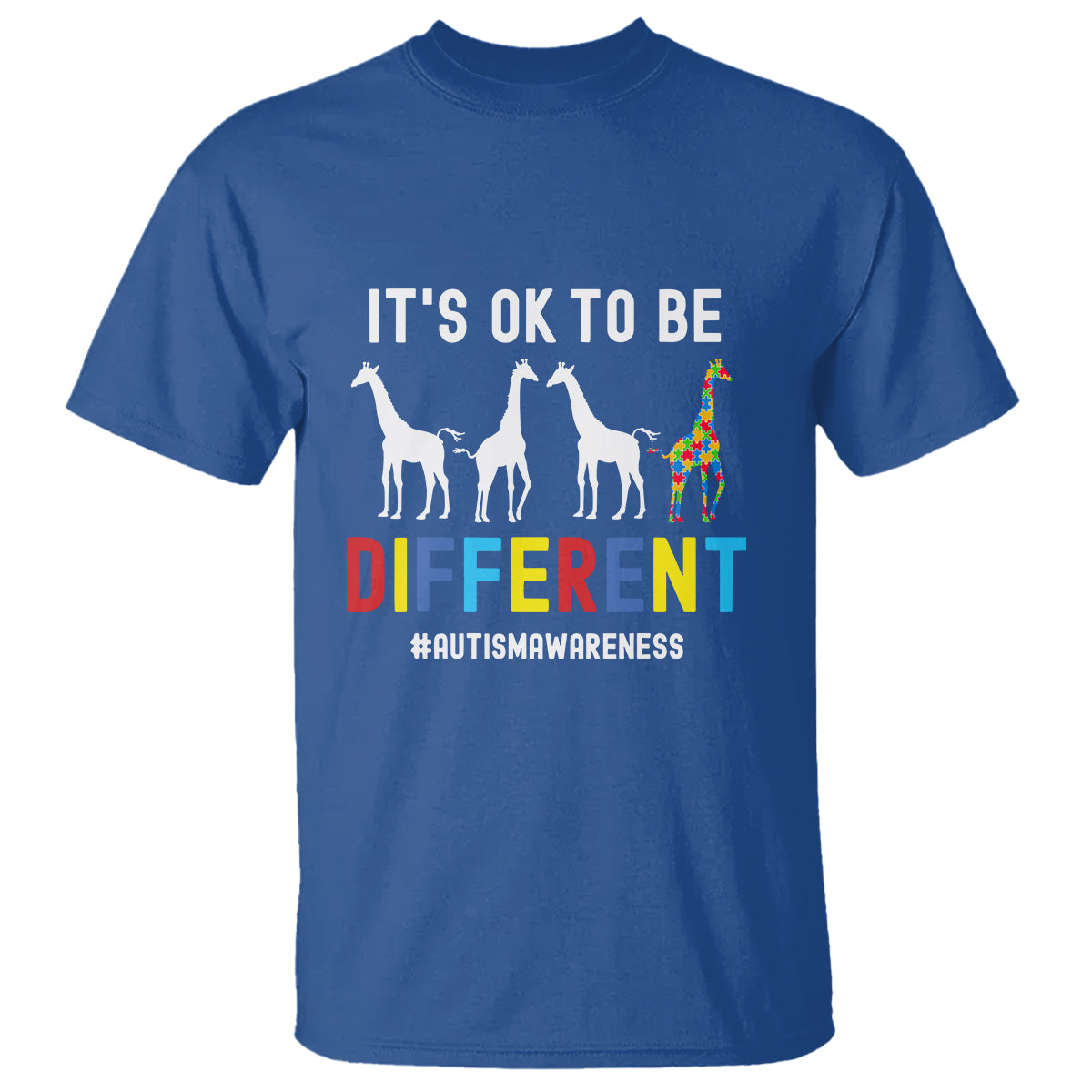 Giraffe Autism T Shirt It's Ok To Be Different Jigsaw Puzzle - Wonder Print Shop