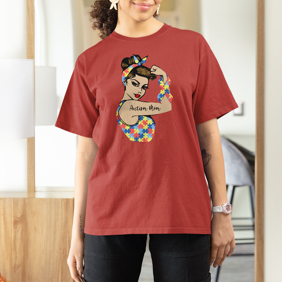 Autism Mom T Shirt For Women Strong Woman Understand Love Support - Wonder Print Shop