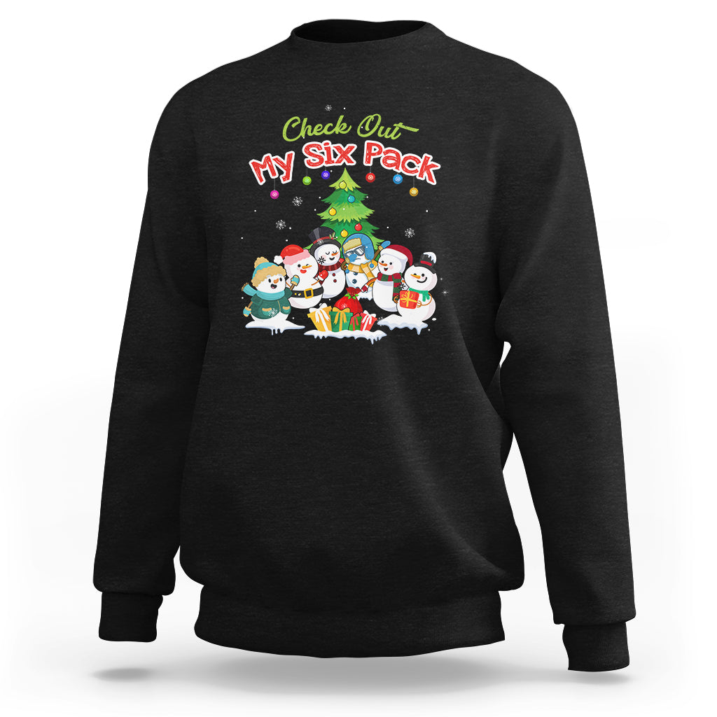 Snowman Sweatshirt Check Out My Six Pack Snowmies - Wonder Print Shop