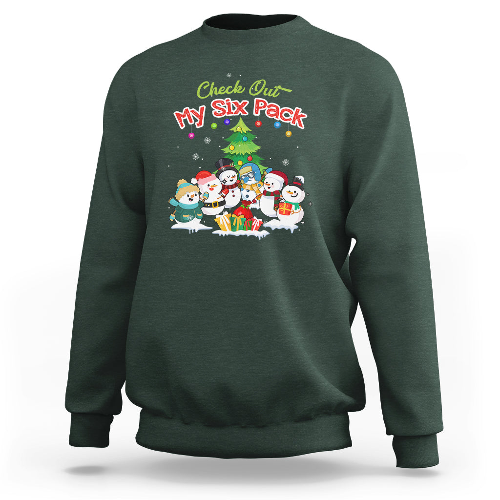 Snowman Sweatshirt Check Out My Six Pack Snowmies - Wonder Print Shop