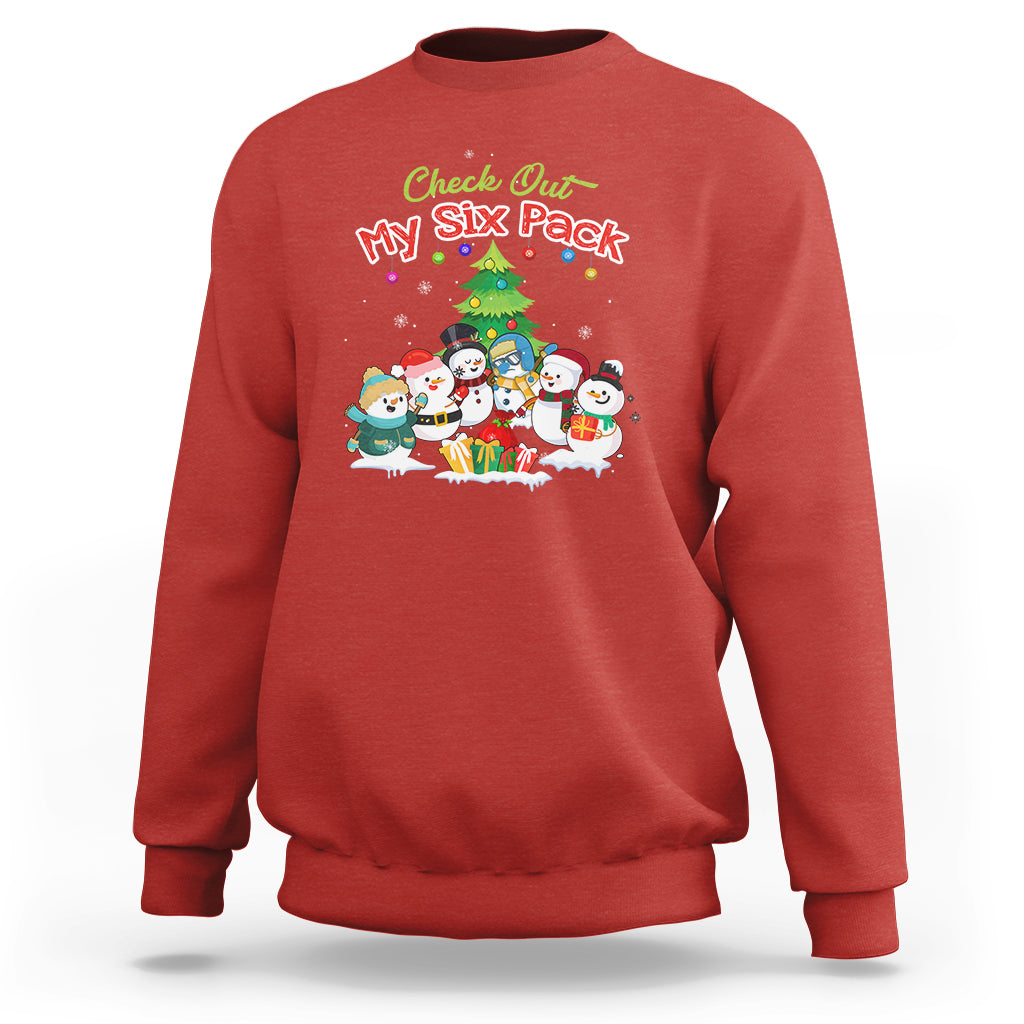 Snowman Sweatshirt Check Out My Six Pack Snowmies - Wonder Print Shop