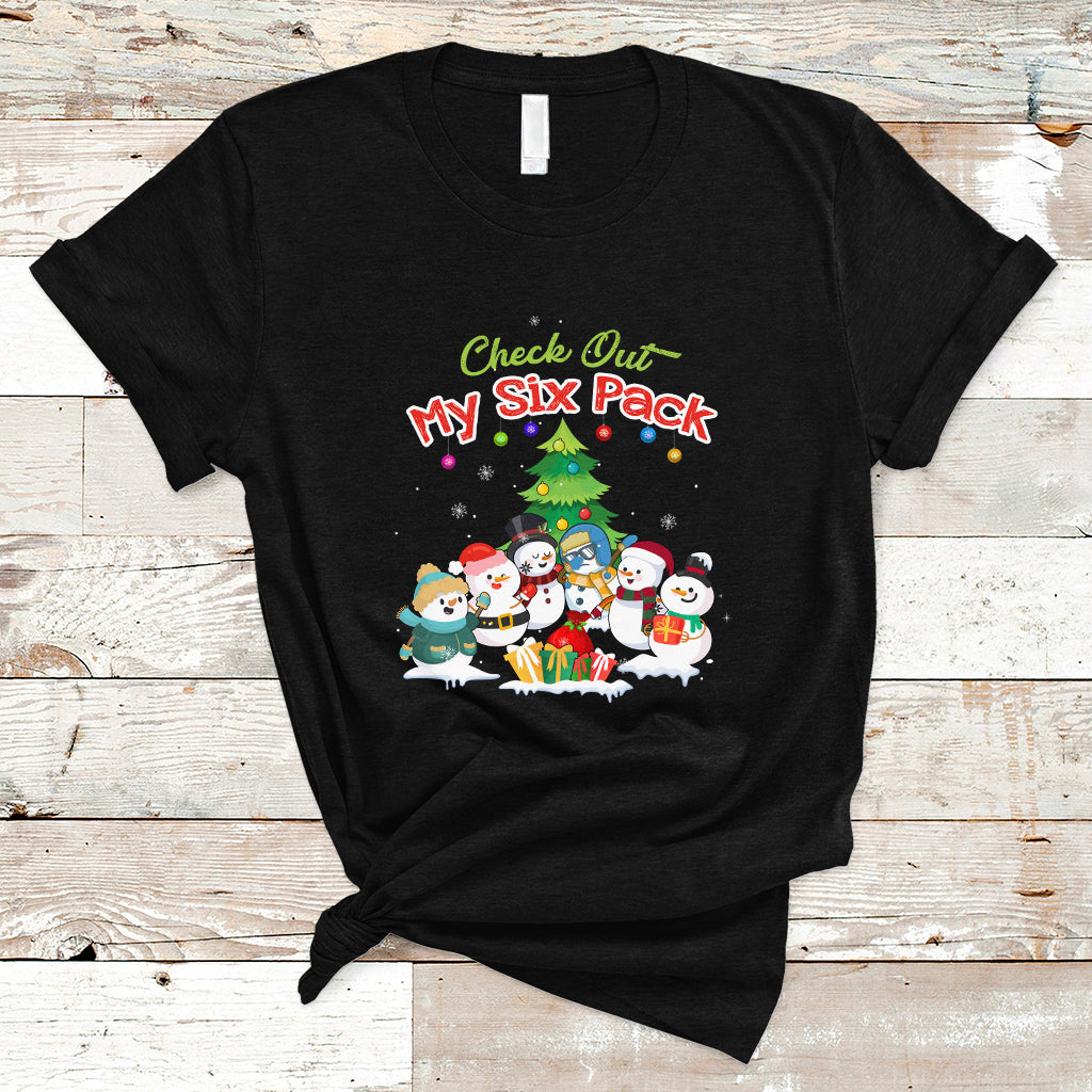 Snowman T Shirt Check Out My Six Pack Snowmies - Wonder Print Shop