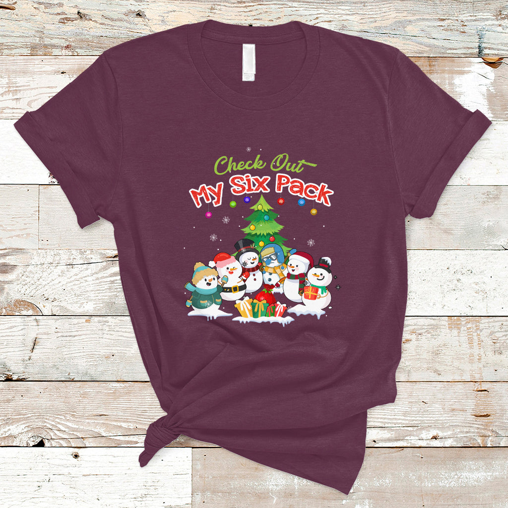 Snowman T Shirt Check Out My Six Pack Snowmies - Wonder Print Shop