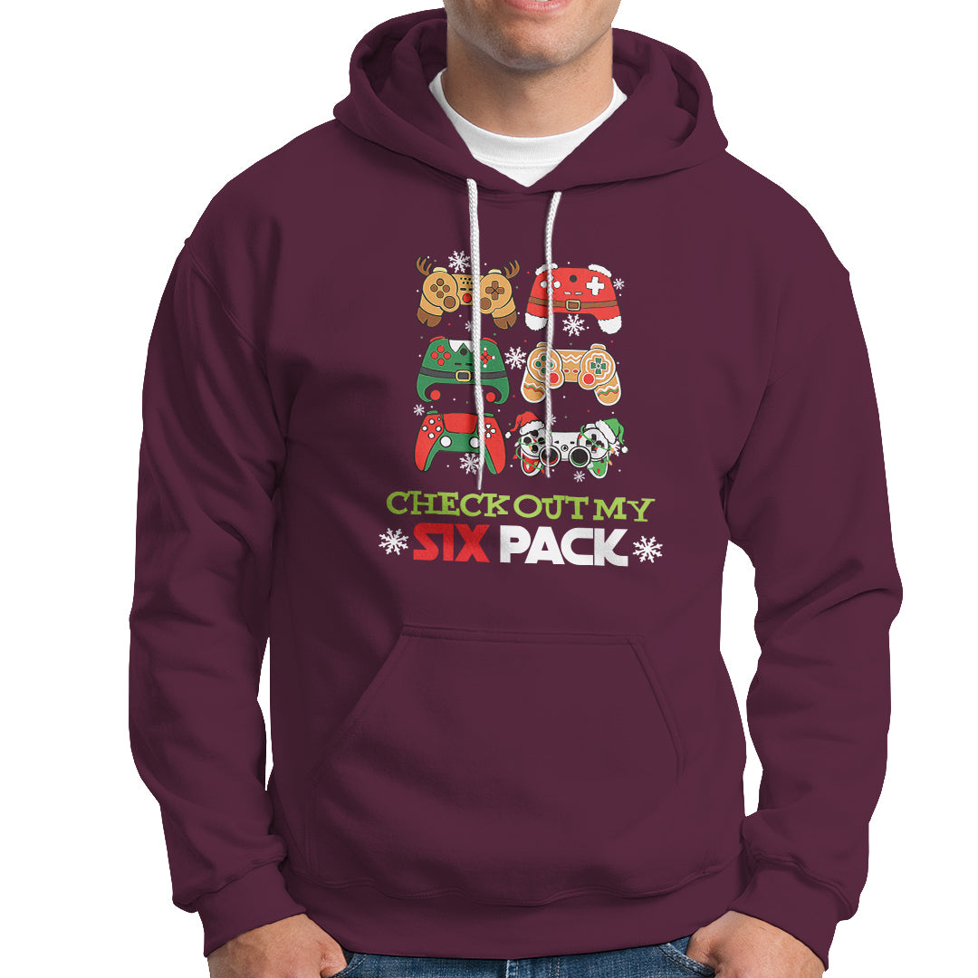 Video Game Christmas Hoodie Check Out My Six Pack - Wonder Print Shop
