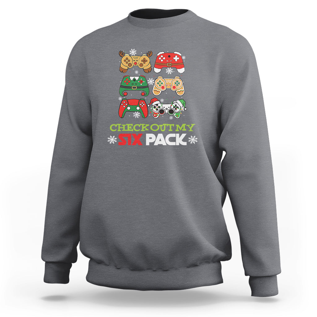 Video Game Christmas Sweatshirt Check Out My Six Pack - Wonder Print Shop