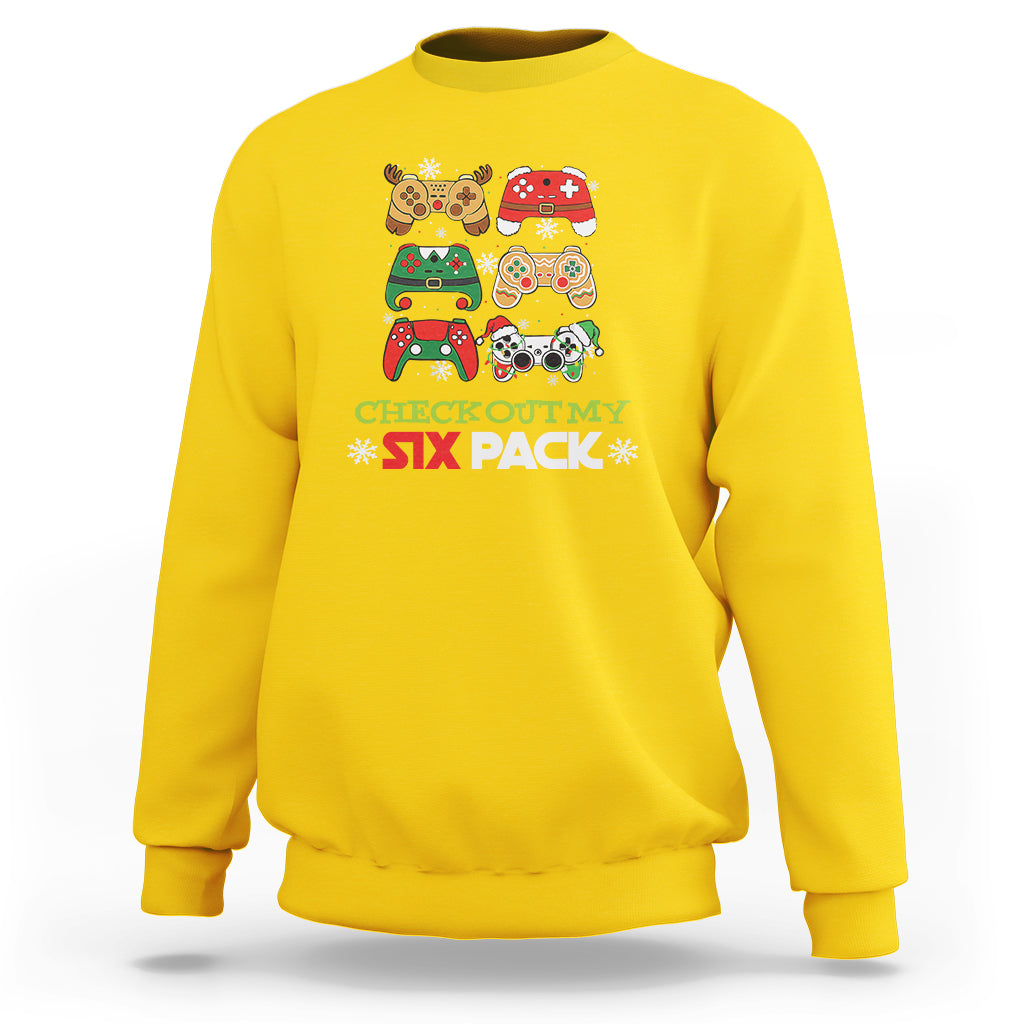 Video Game Christmas Sweatshirt Check Out My Six Pack - Wonder Print Shop