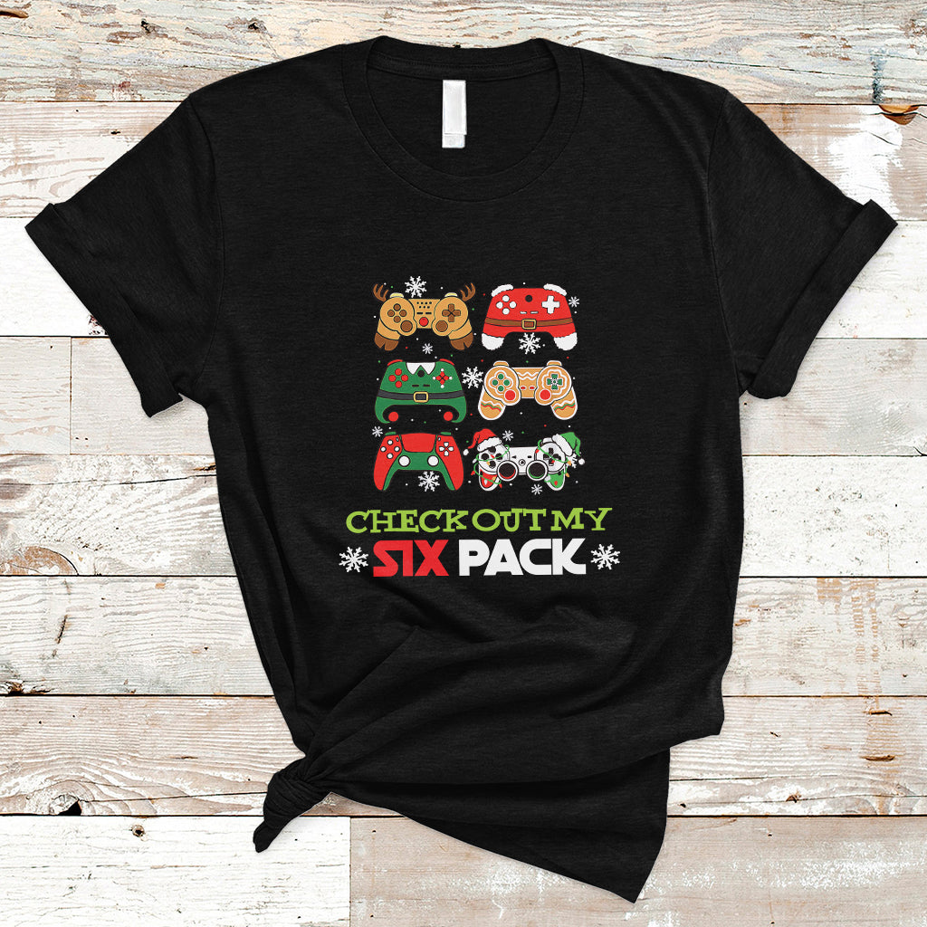 Video Game Christmas T Shirt Check Out My Six Pack - Wonder Print Shop