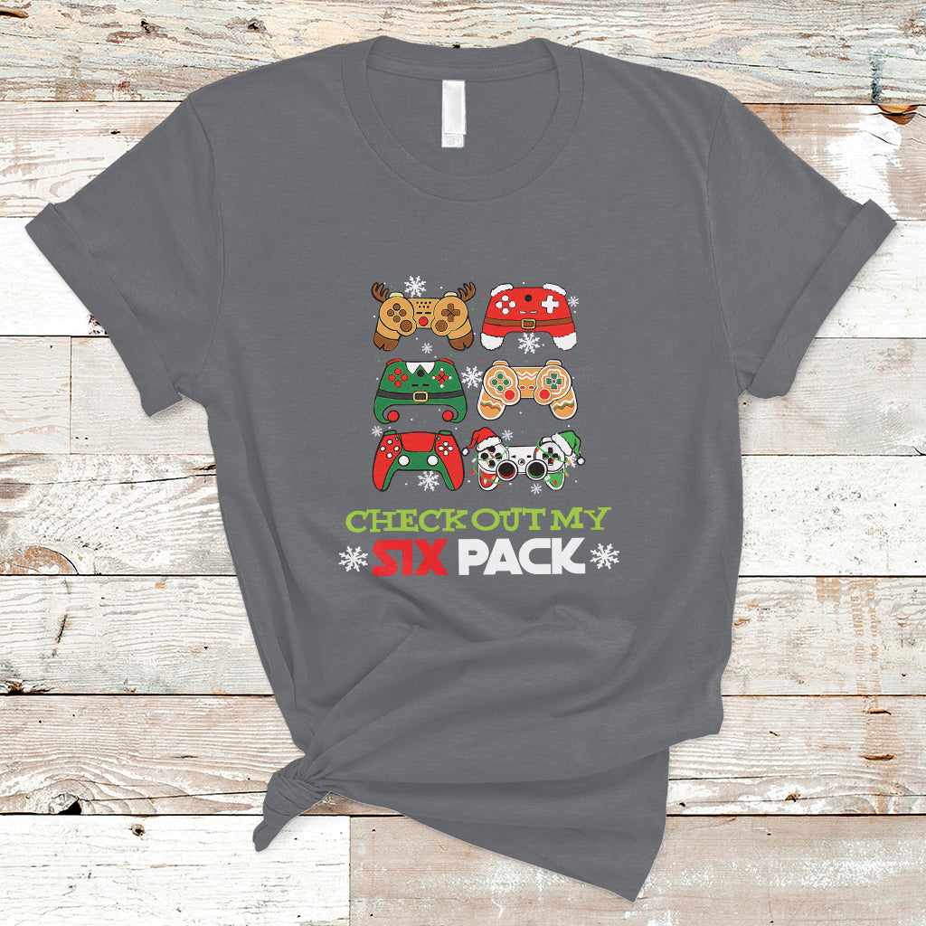 Video Game Christmas T Shirt Check Out My Six Pack - Wonder Print Shop