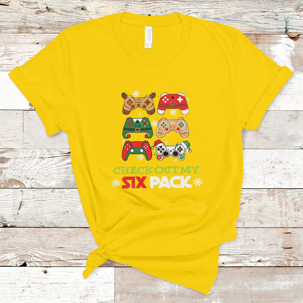 Video Game Christmas T Shirt Check Out My Six Pack - Wonder Print Shop
