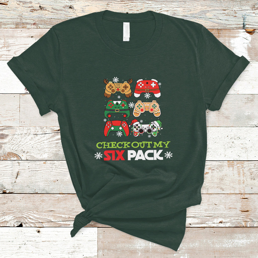 Video Game Christmas T Shirt Check Out My Six Pack - Wonder Print Shop