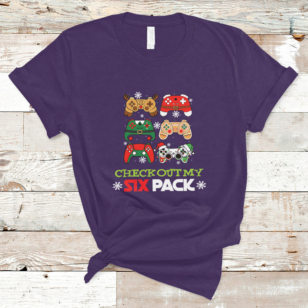 Video Game Christmas T Shirt Check Out My Six Pack - Wonder Print Shop