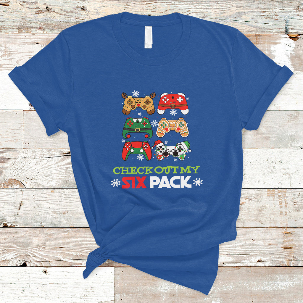 Video Game Christmas T Shirt Check Out My Six Pack - Wonder Print Shop