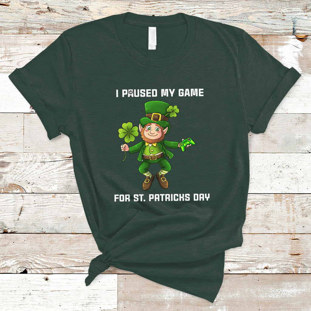 I Paused My Game for St Patricks Day Game Controller T Shirt - Wonder Print Shop