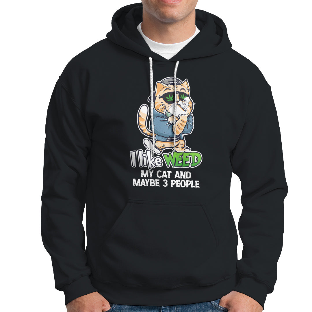 I Like Weed My Cat And 3 Maybe People Marijuana Leaf Hoodie - Wonder Print Shop
