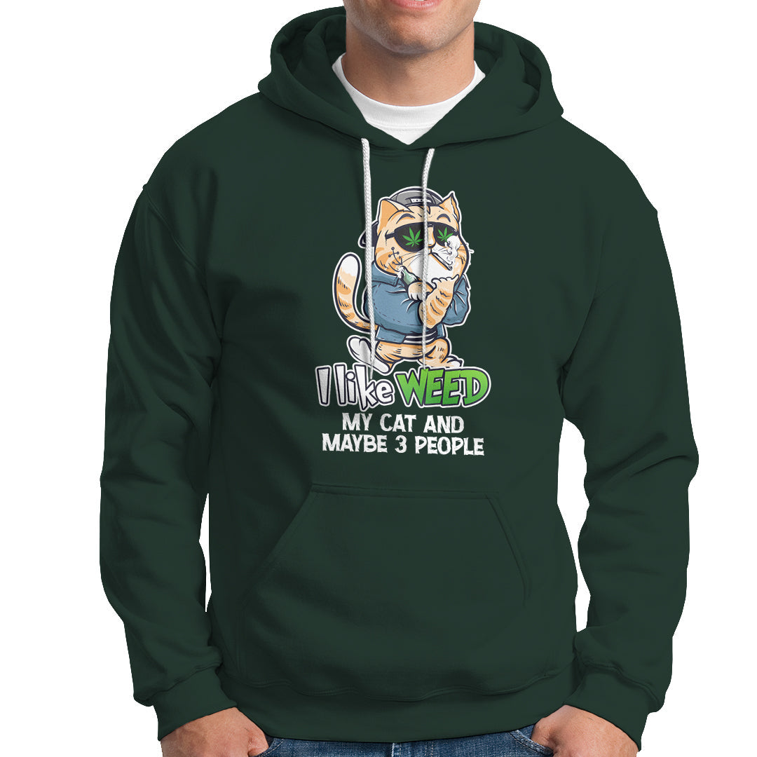 I Like Weed My Cat And 3 Maybe People Marijuana Leaf Hoodie - Wonder Print Shop