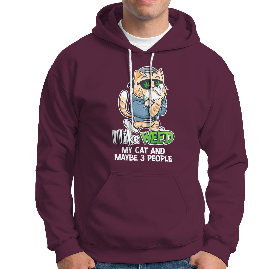 I Like Weed My Cat And 3 Maybe People Marijuana Leaf Hoodie - Wonder Print Shop