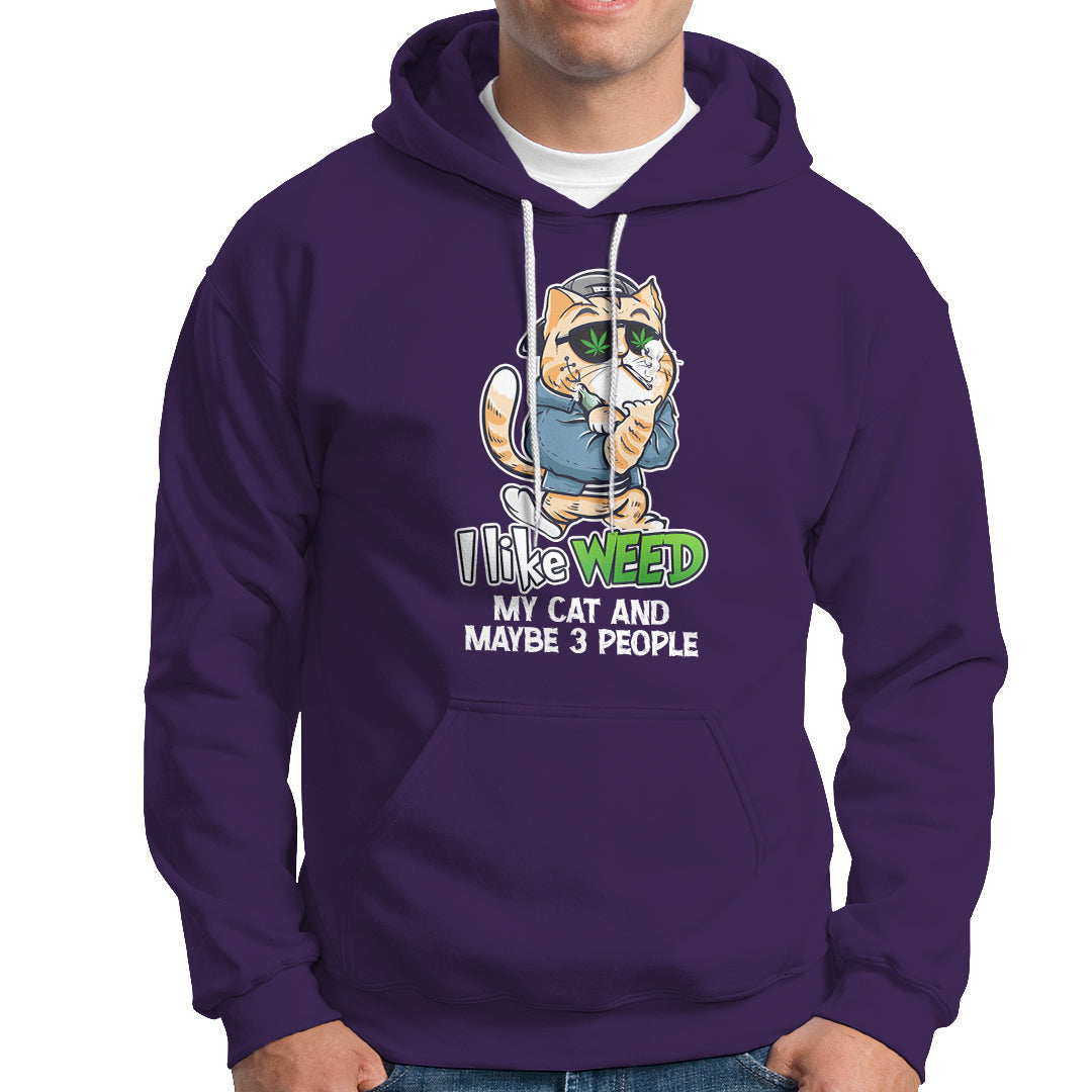 I Like Weed My Cat And 3 Maybe People Marijuana Leaf Hoodie - Wonder Print Shop