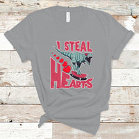Valentines Day Dinosaur I Steal Hearts Skateboard T Shirt - Wonder Print Shop