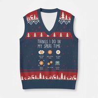 Funny Crypto Investing V-Neck Knit Sweater Vest Things I Do Spare Time Bitcoin BTC Crypto Cryptocurrency - Wonder Print Shop